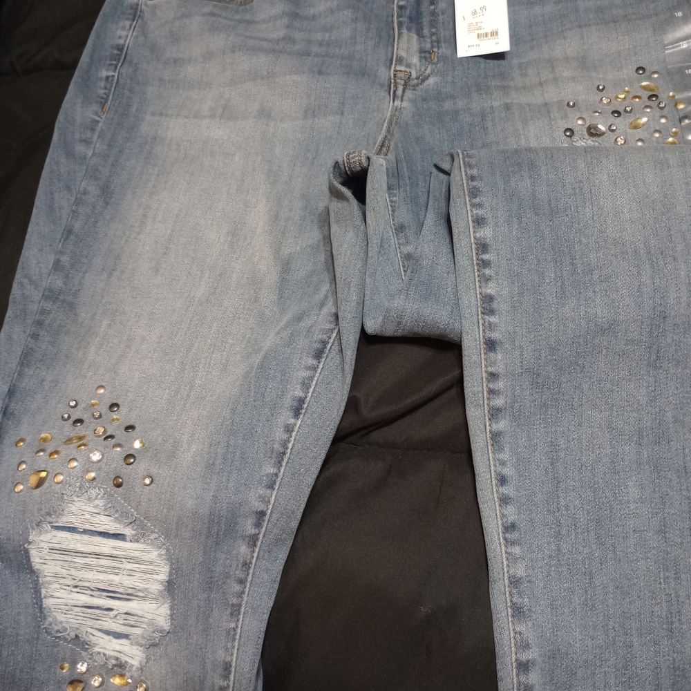 Lane Bryant Light Blue Embellished Skinny Jeans